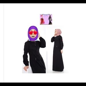 Muslim abaya maxi dress full zipper black color